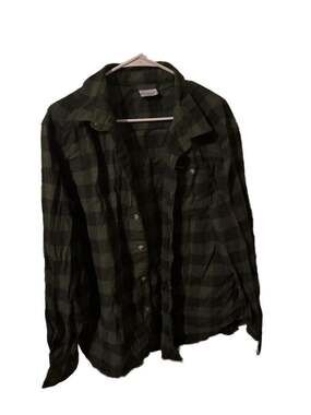 Columbia Men's XL Green and Black Buffalo Plaid Flannel Button Down Shirt